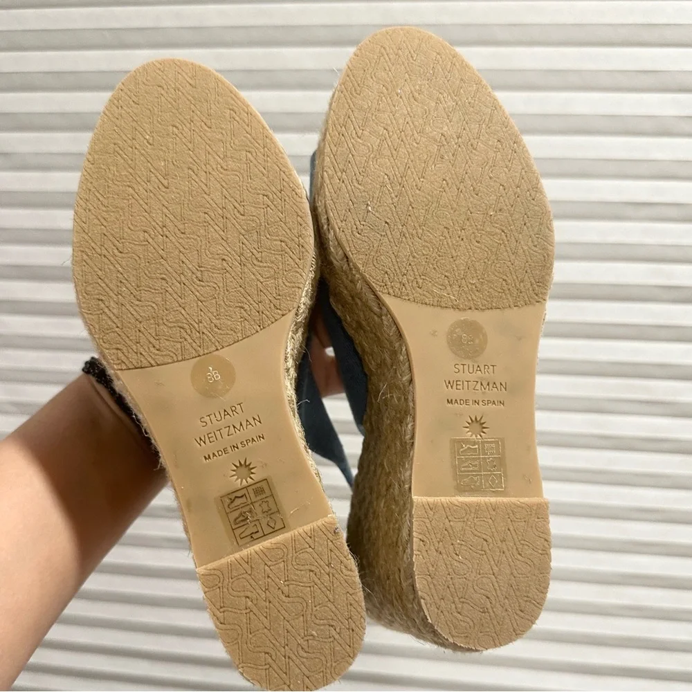 🌹STUART WEITZMAN🌹 Peep Toe Espadrille Wedge Sandals Size: 8B